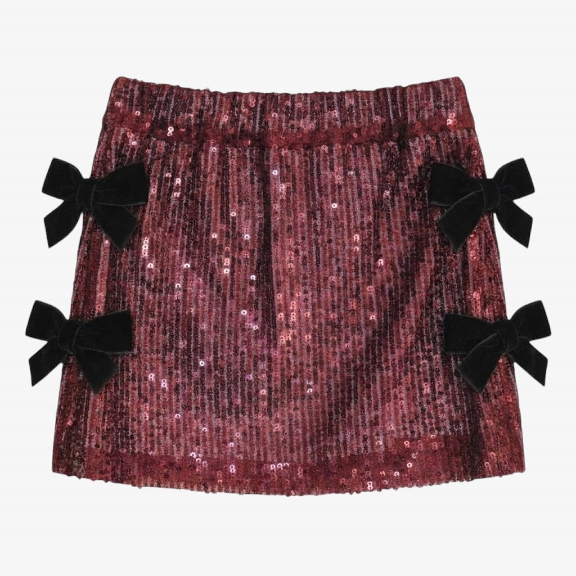 Jupe bordeaux � sequins et n�uds
