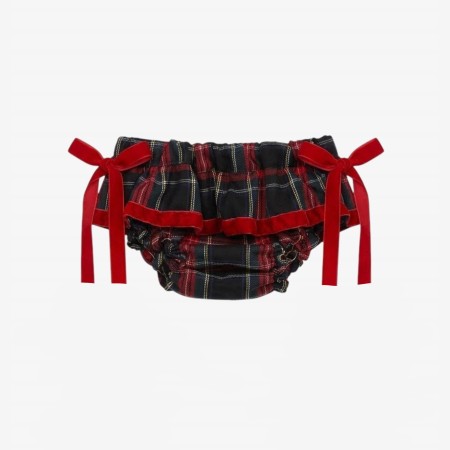 Tapa Fraldas xadrez preto com laços de veludo bordeaux Tapa Fraldas xadrez preto com laços de veludo bordeaux